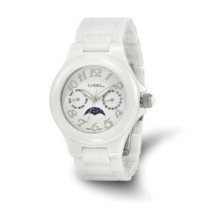 Kazi Luxury Ladies Chisel White Ceramic White Dial Watch